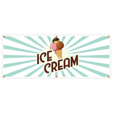 Signmission Ice Cream 3 Banner Heavy Duty 13 Oz Vinyl with Grommets Single Sided B-72 Ice Cream 3